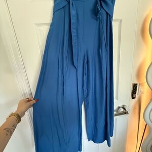 Elegant Blue Wide-Leg Jumpsuit